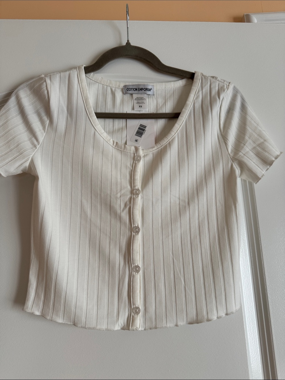 Cotton Emporium  Button-Front Ribbed Top
